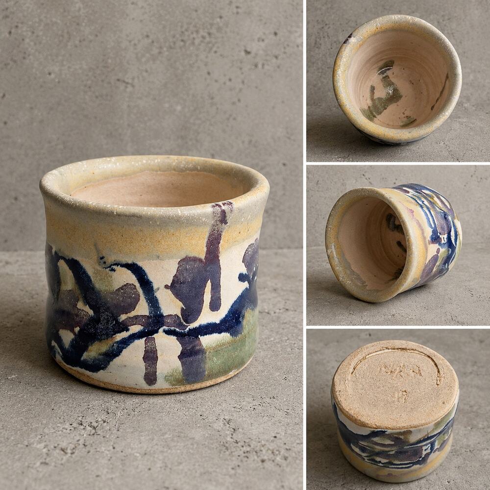 Signed NAN 19 Handmade Studio Pottery Vase Abstract Multicolor Glaze